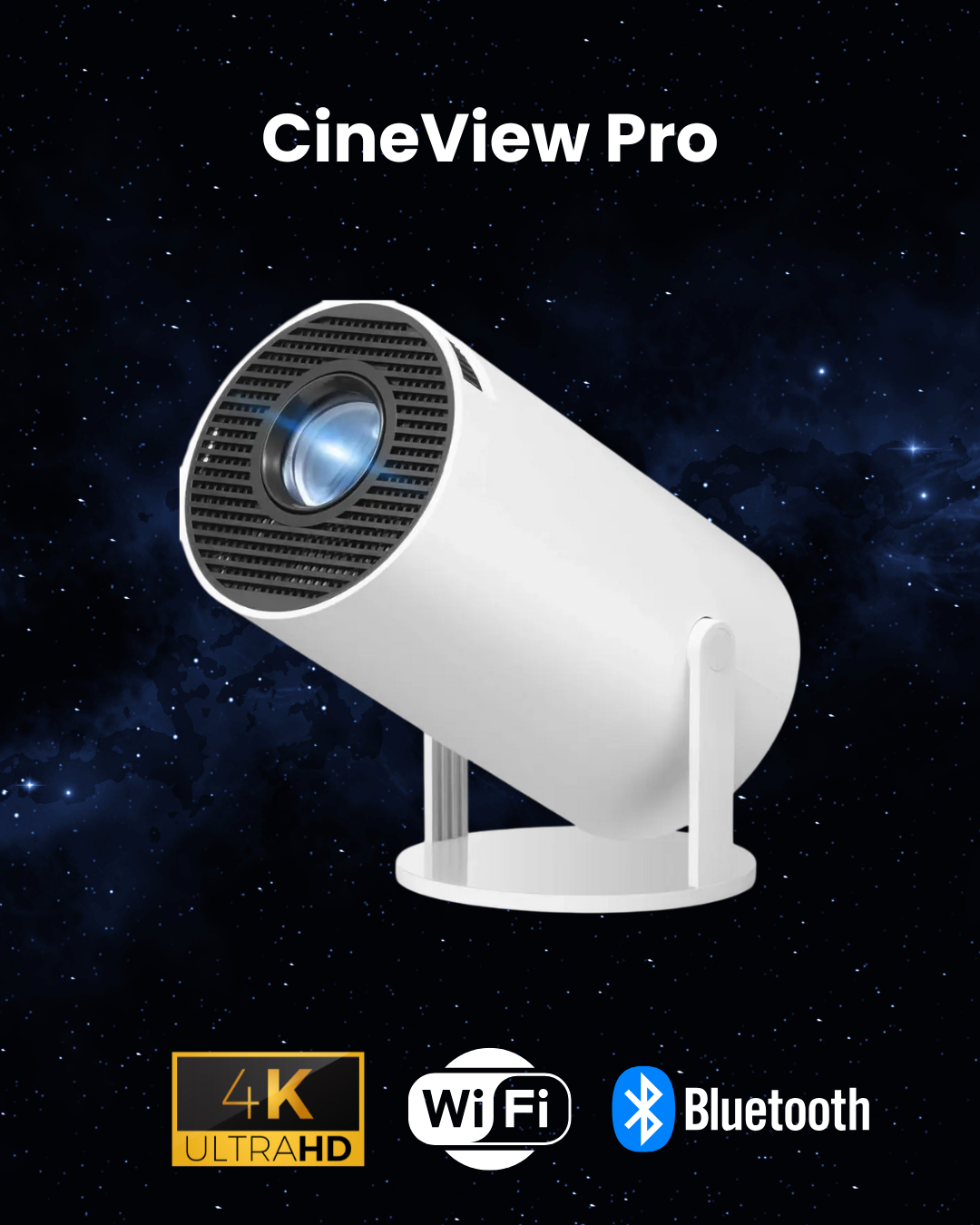 Cineview Pro - Smart Mini Projector with Bluetooth and WiFi (2025 Model)
